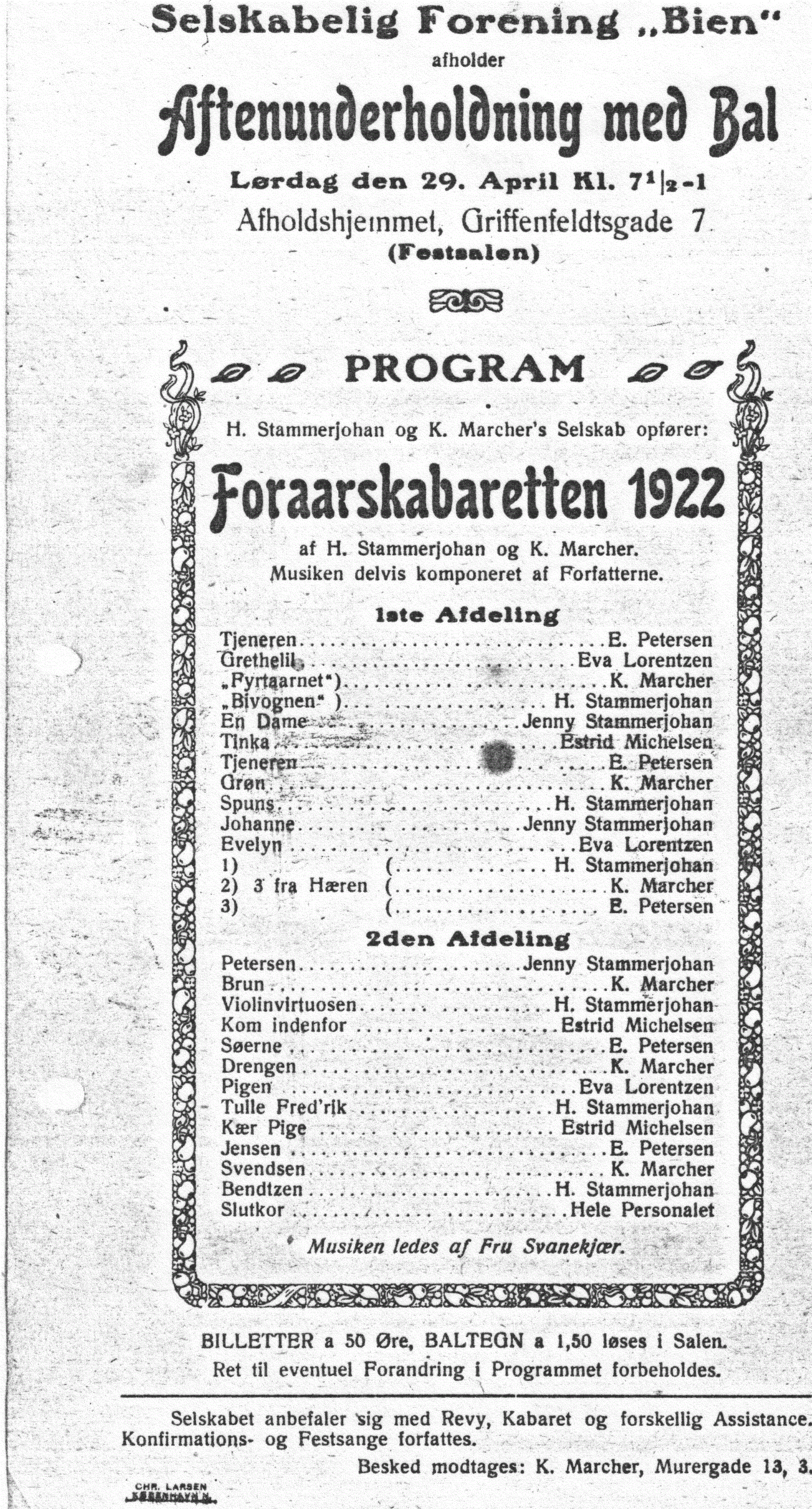 Musikprogram 1922